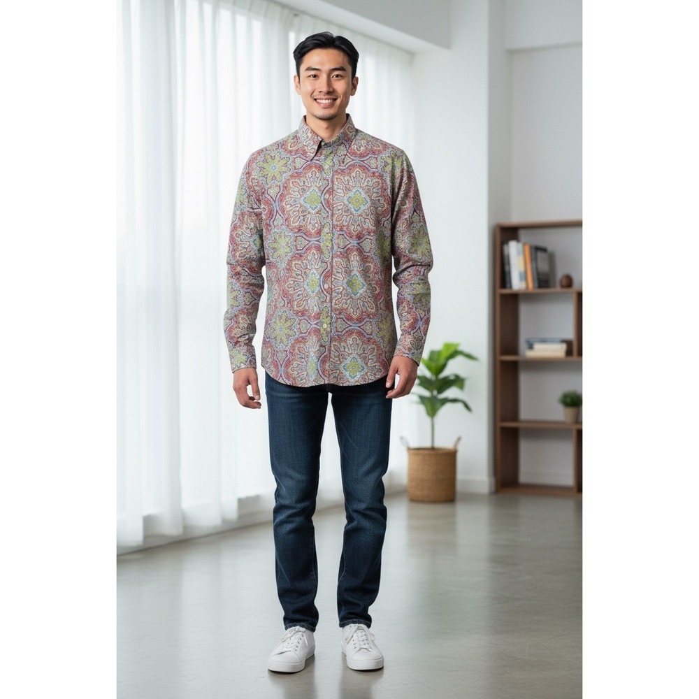 J. McLaughlin Mens XL Button Up Long Sleeve Paisley‎ Pattern Shirt